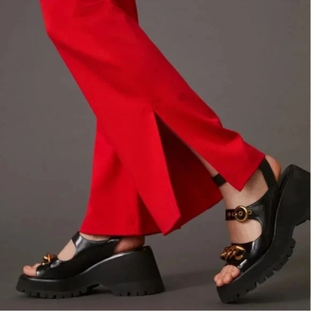 Maeve x Anthropologie Knit Flare Pull On Side Slit Pants In Red Women's Size XS - Picture 3 of 7